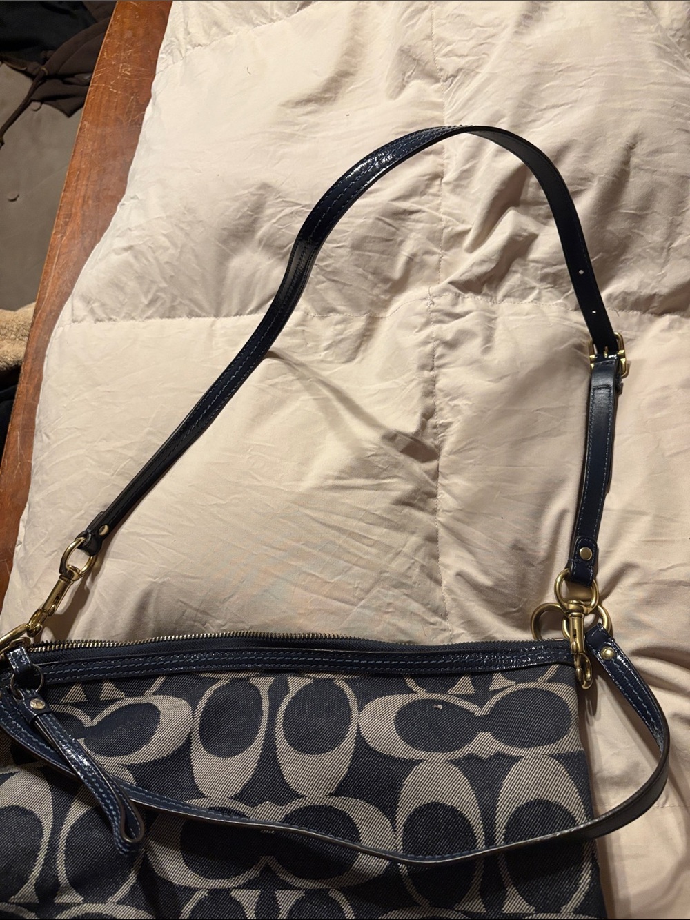 Coach Signature Canvas Shoulder Bag in a denim-like material. - Picture 6 of 6